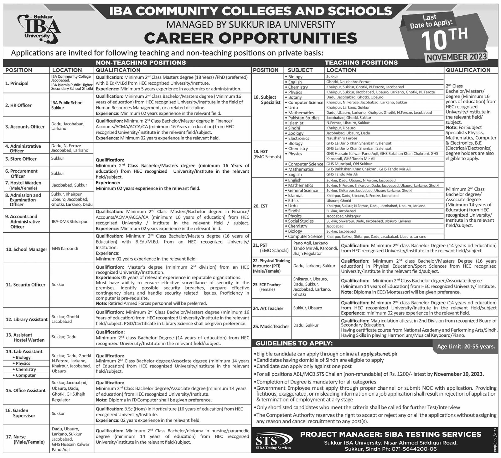IBA Community Colleges and Schools Jobs 2023