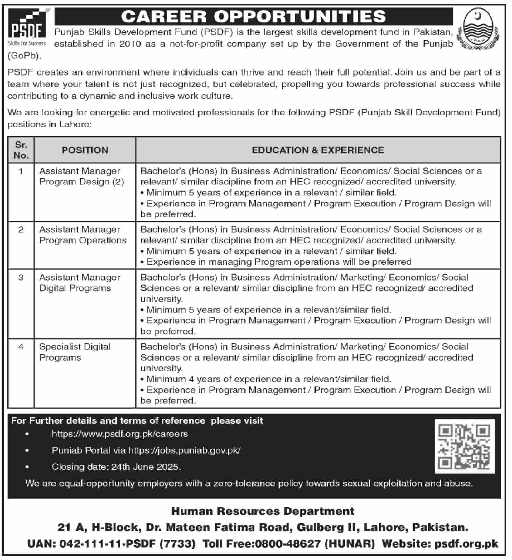 lastest PSDF Jobs 2025 Advertisement