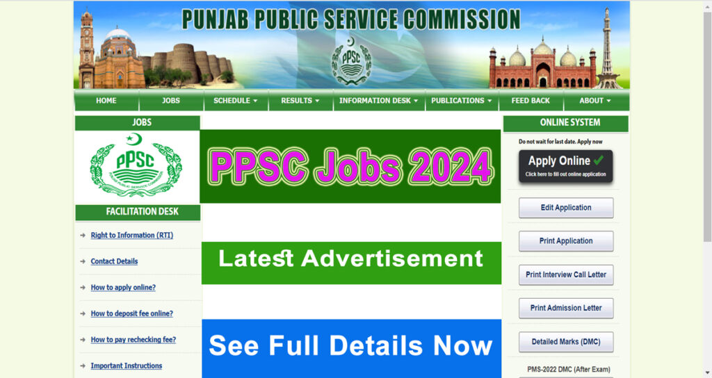 PPSC Jobs 2024 Advertisement No 31 Form Online Apply   PPSC Recruitment 2024 1024x544 