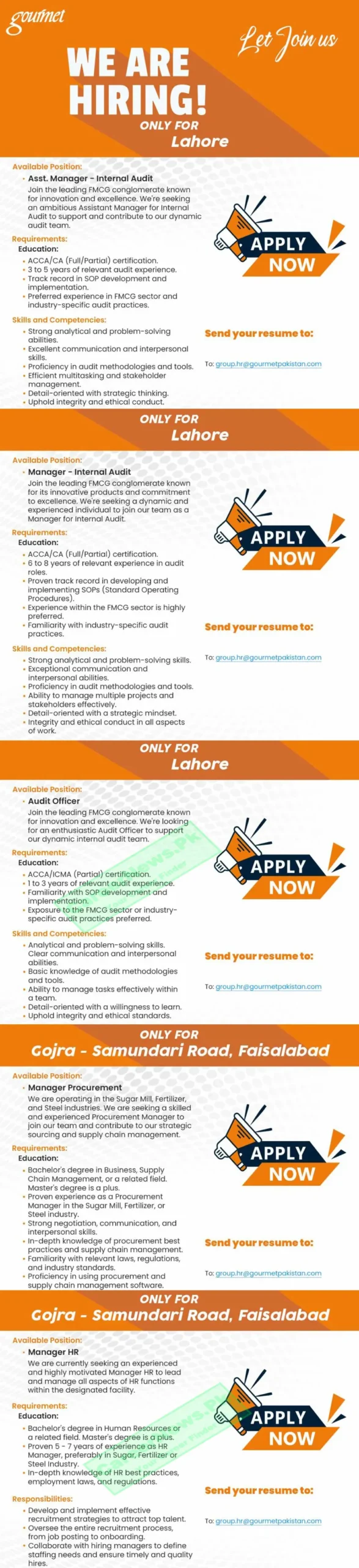 Gourmet Pakistan Jobs 2024 Online Apply
