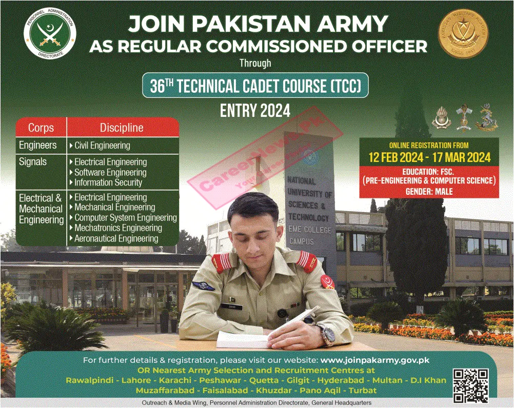 Join Pak Army as Regular Commissioned Officer 36h TTC Entry 2024