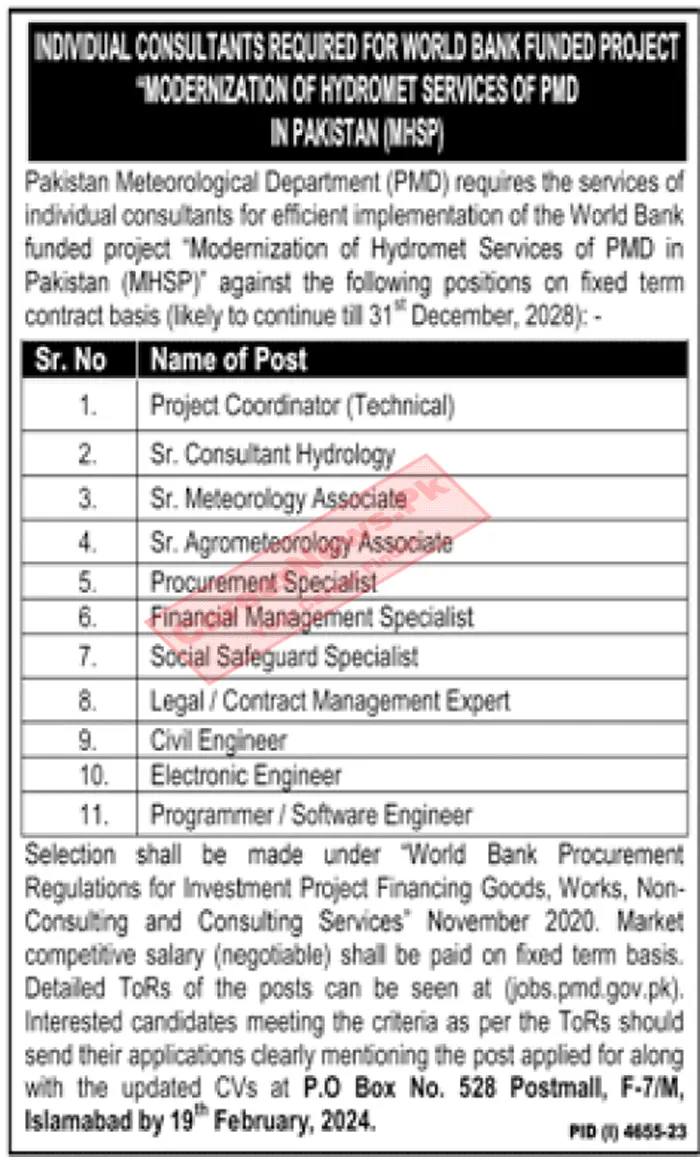 Pakistan Meteorological Department PMD Jobs 2024 - Jobs.pmd.gov.pk