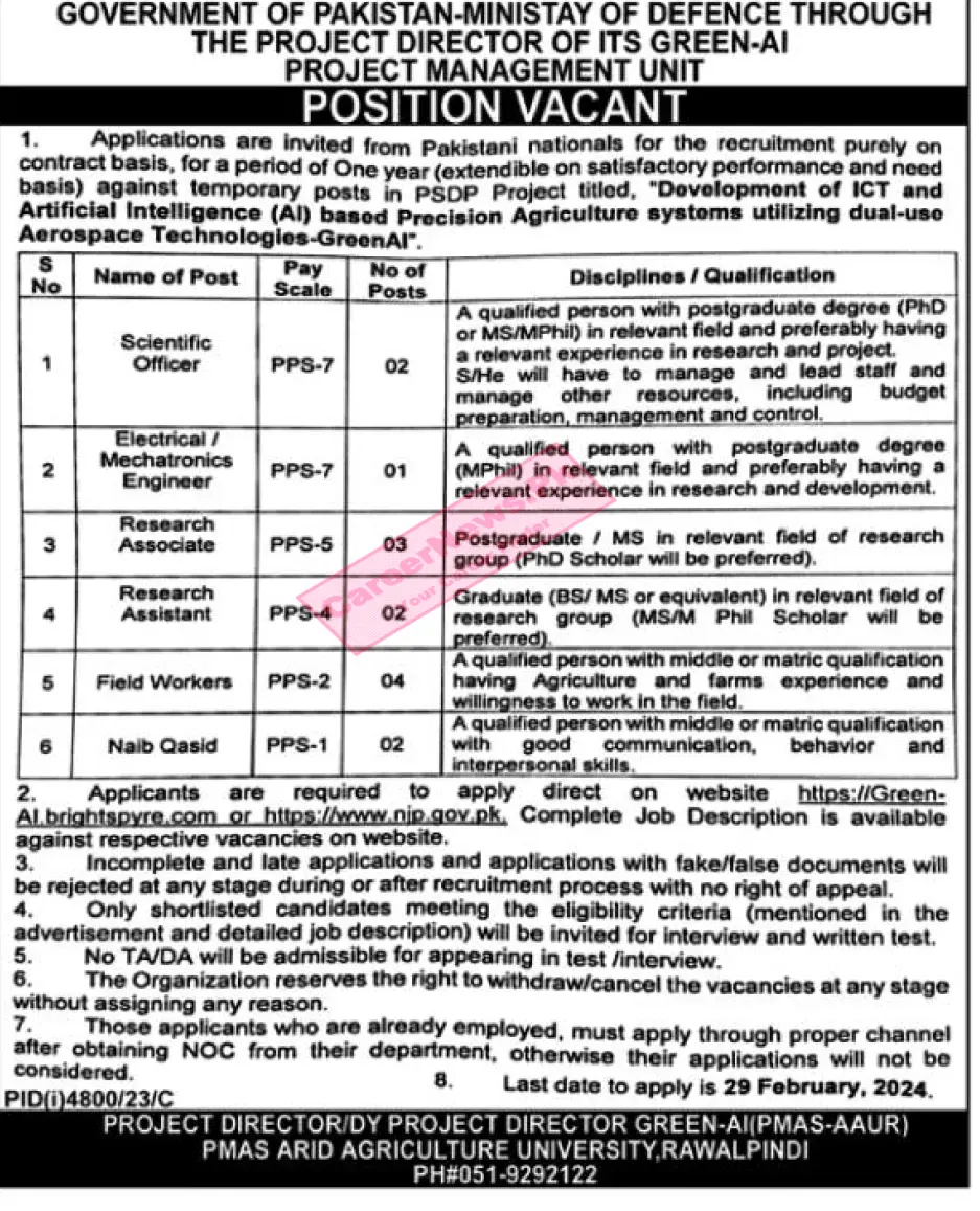 Defence Ministry MOD Jobs Advertisement No. 2