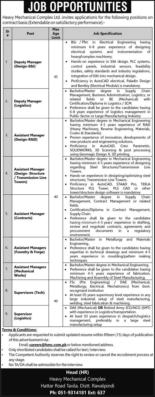 Heavy Mechanical Complex HMC Jobs 2025 Today Ad