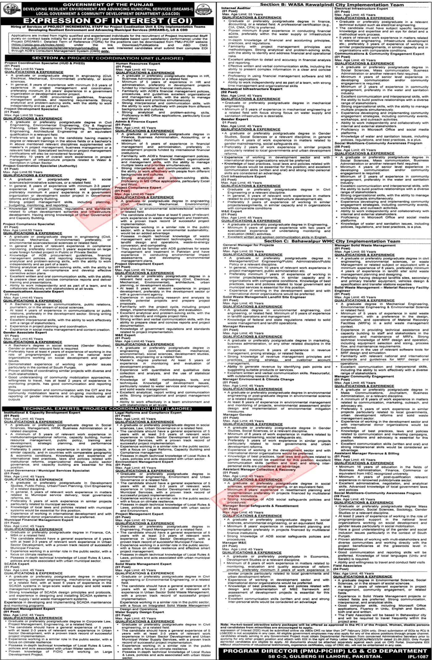 Local Government Punjab Jobs 2024