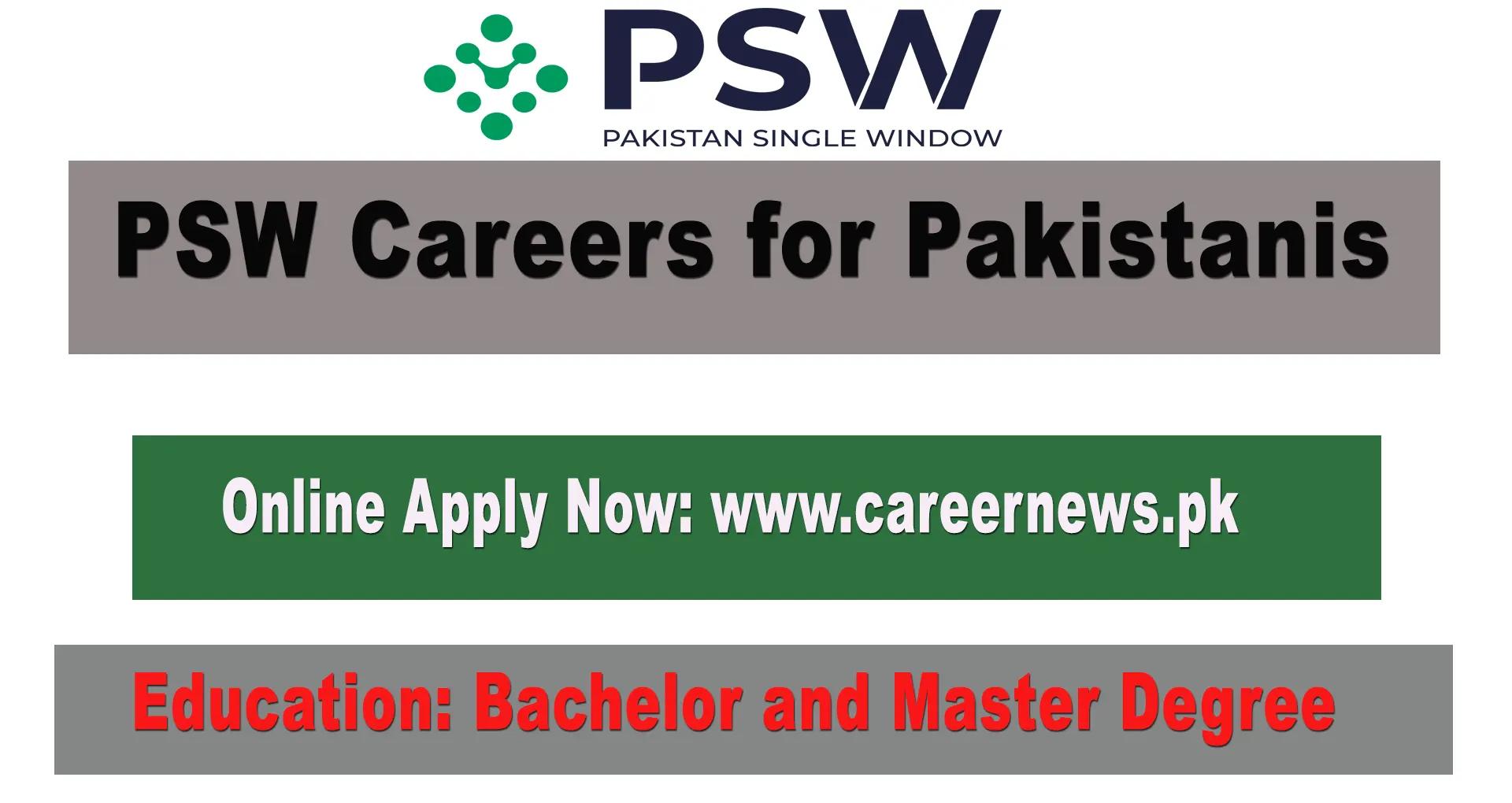 PSW Careers Online Apply at www.careernews.pk