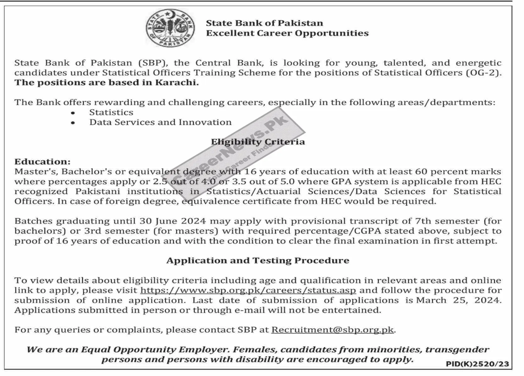 State Bank of Pakistan SBP Jobs 2024 Apply Online at sbp.org.pk