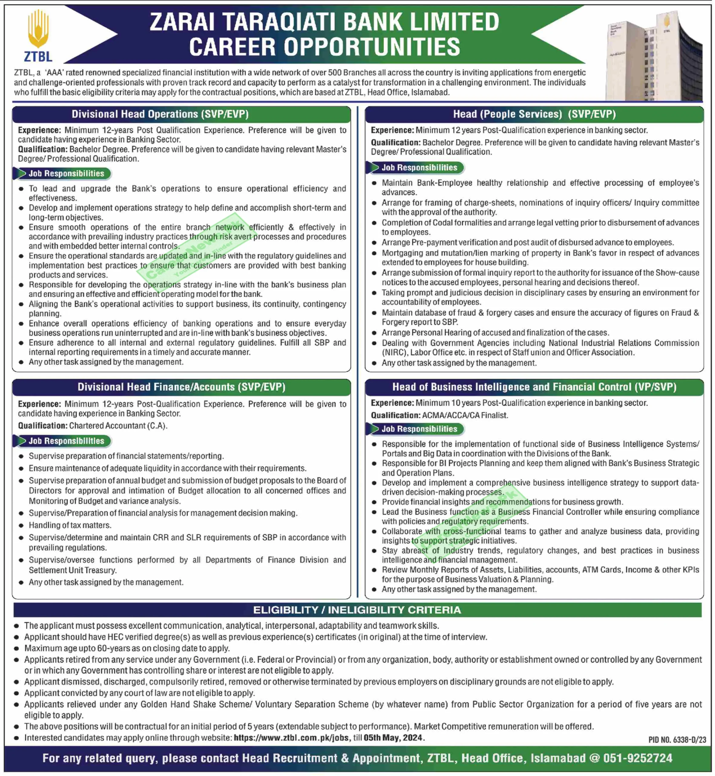ZTBL Jobs 2024 - www.ztbl.com.pk 