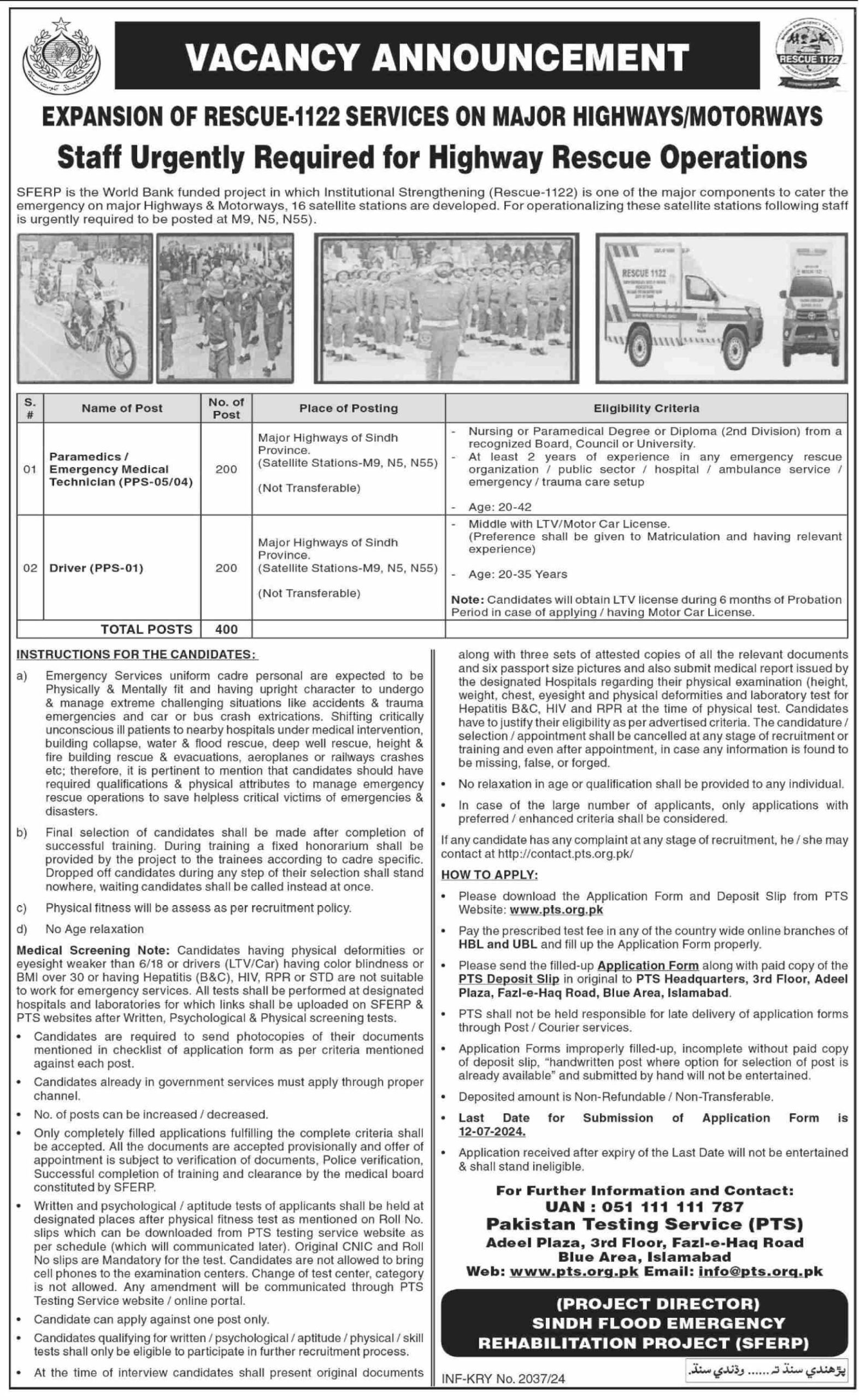 Rescue 1122 Sindh Jobs 2024 Latest Announcement
