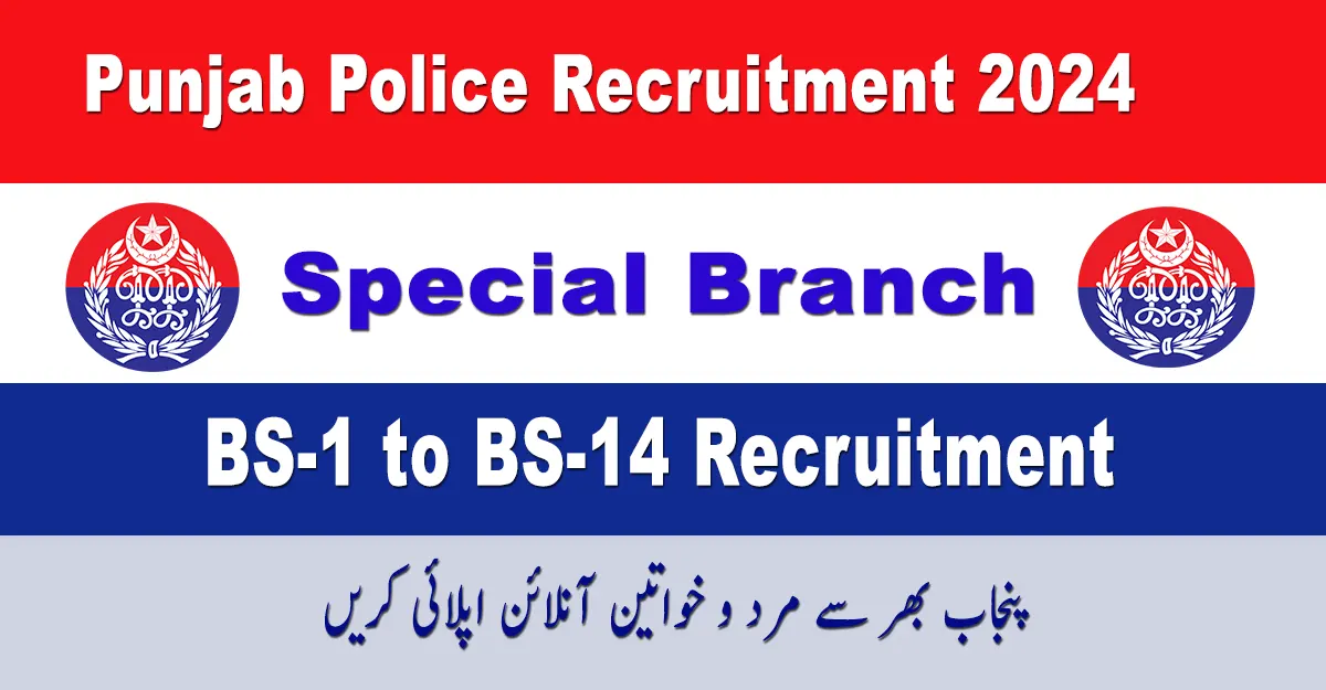Special Branch of Punjab Police Vacancies Announcement 2024