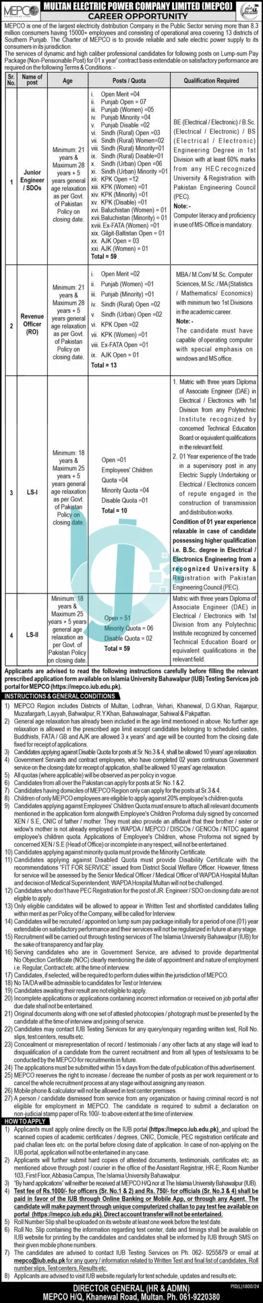 MEPCO Jobs 2025 Advertisement