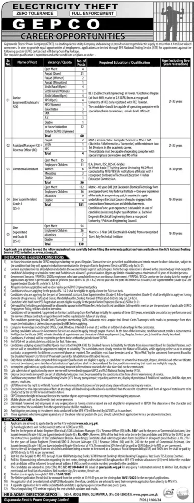 NTS GEPCO Jobs 2025 Advertisement