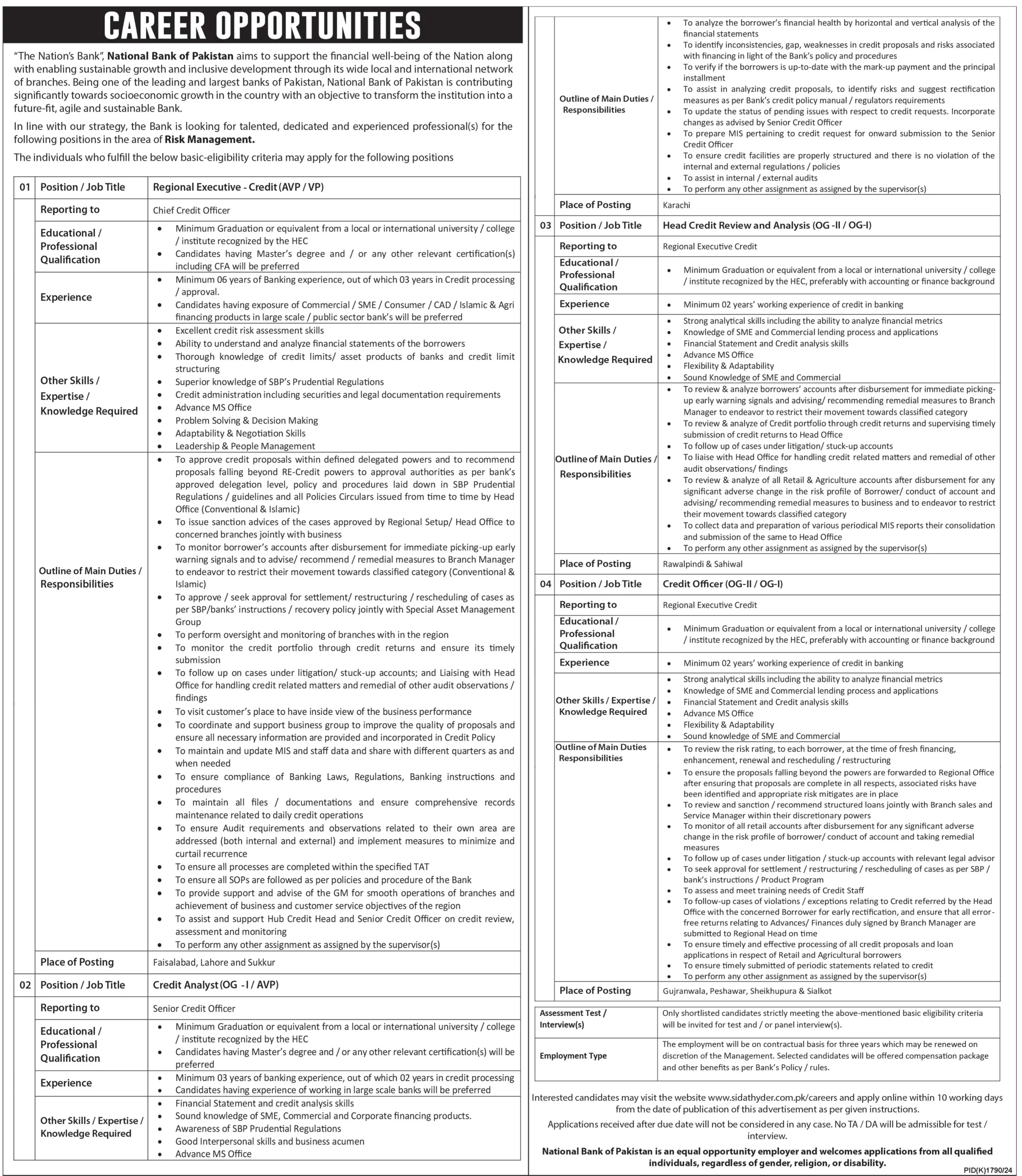 National Bank Of Pakistan NBP Jobs 2024