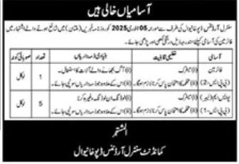 Central Ordnance Depot COD Khanewal Jobs 2025 Advertisement