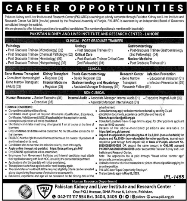PKLI Lahore Jobs 2025 Latest Advertisement