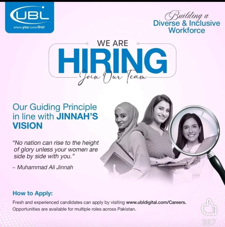 United Bank Limited UBL Matric Passed Jobs 2025 Advertisement