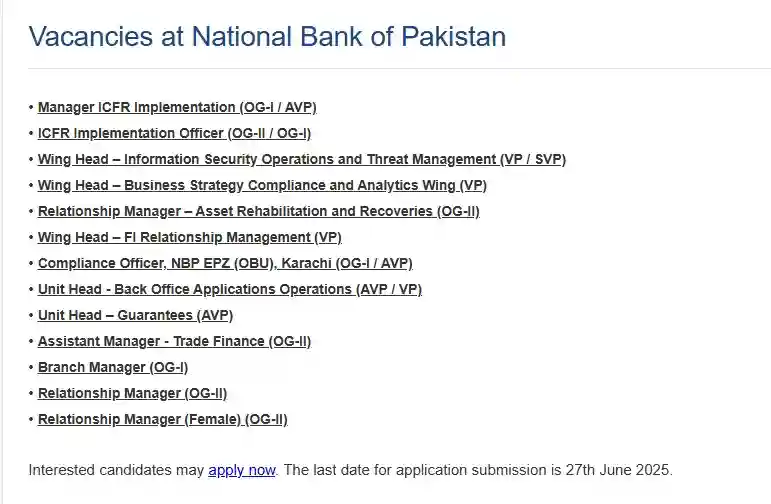 NBP Jobs 2025 Latest Advertisement