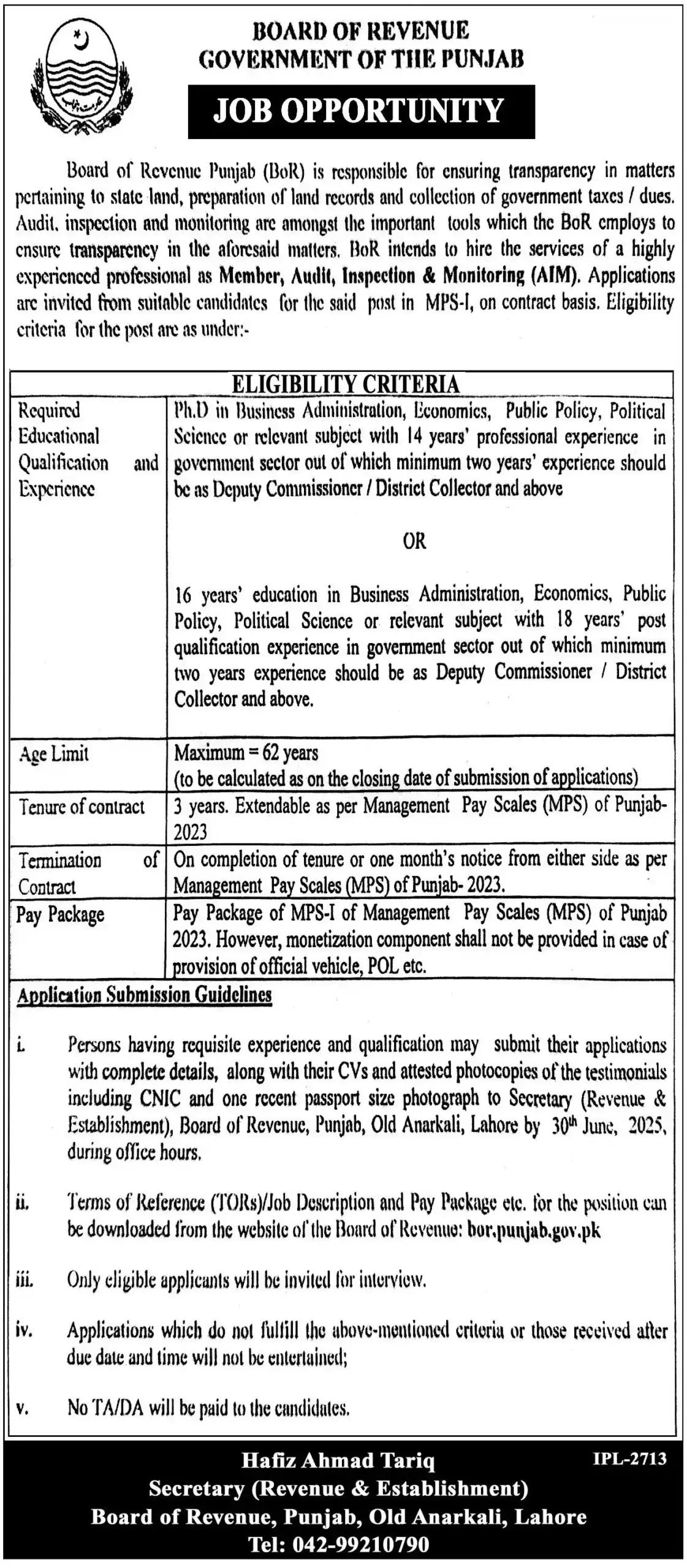 BOR Jobs 2025 Today Advertisement