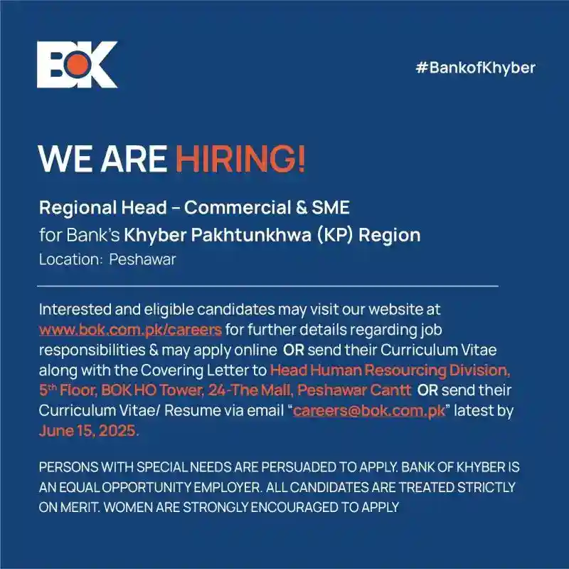 Bank of Khyber BOK Jobs 2025 Latest Advertisement