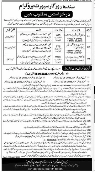 Sindh Rozgar Program 2025 Advertisement