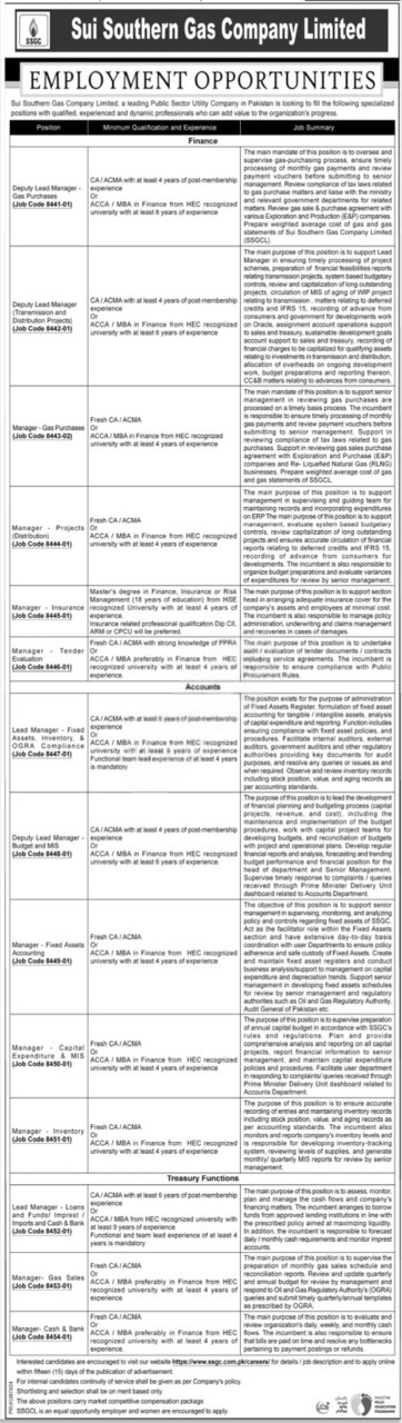 SSGC Jobs 2025